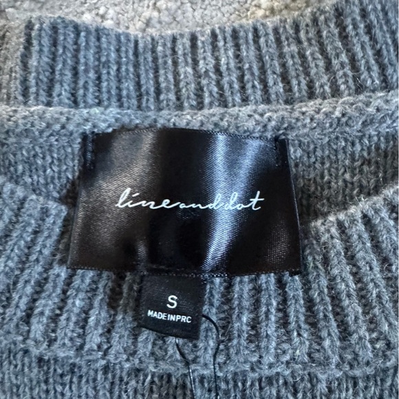 Line & Dot Dani sweater colorblock crewneck gray olive green cream small new - Picture 4 of 8